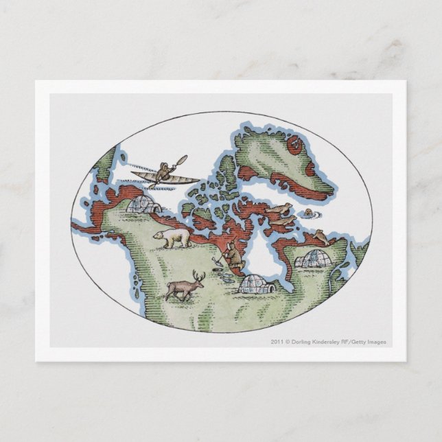 Illustration of Inuit territory Postcard (Front)