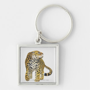 Illustration of Jaguar with head in profile Keychain