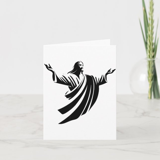 Illustration Of Jesus Christ Shadow With Open Arms Card (Front)
