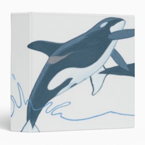 Illustration of Killer Whales Orcinus orca 3 Ring Binder