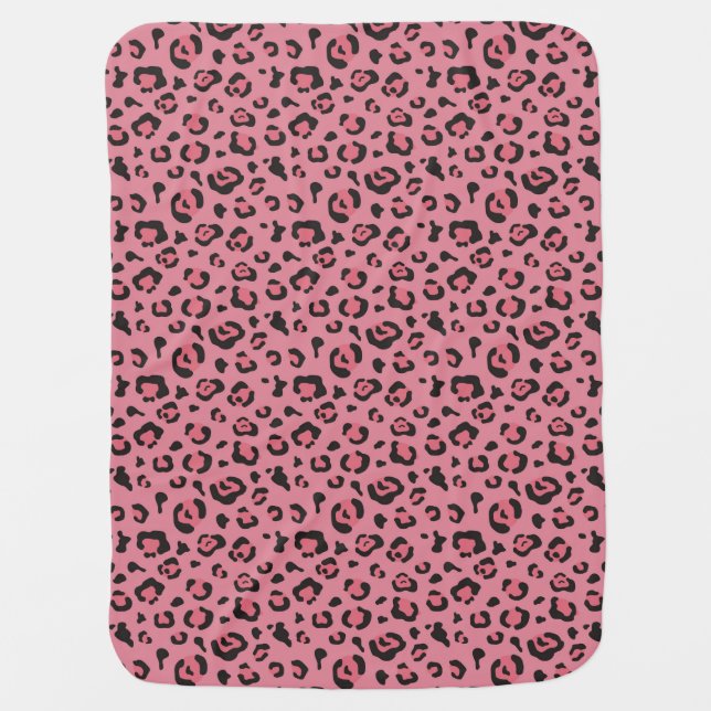 Illustration of Leopard Pink Animal Baby Blanket (Front)