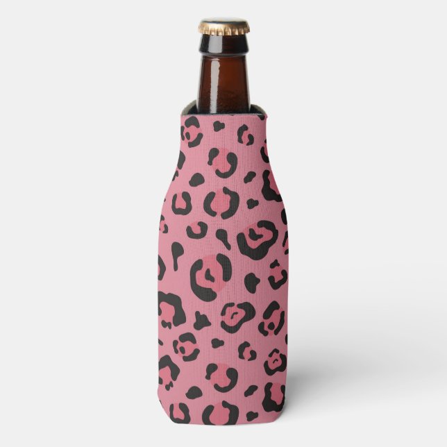 Illustration of Leopard Pink Animal Bottle Cooler (Bottle Front)