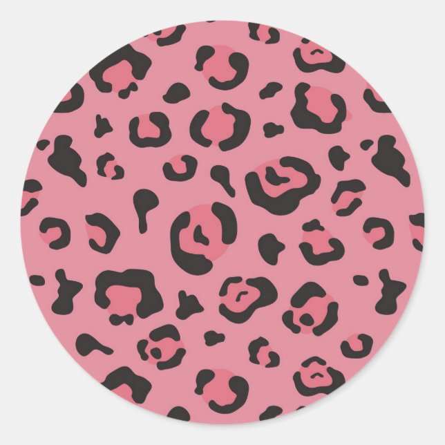Illustration of Leopard Pink Animal Classic Round Sticker (Front)