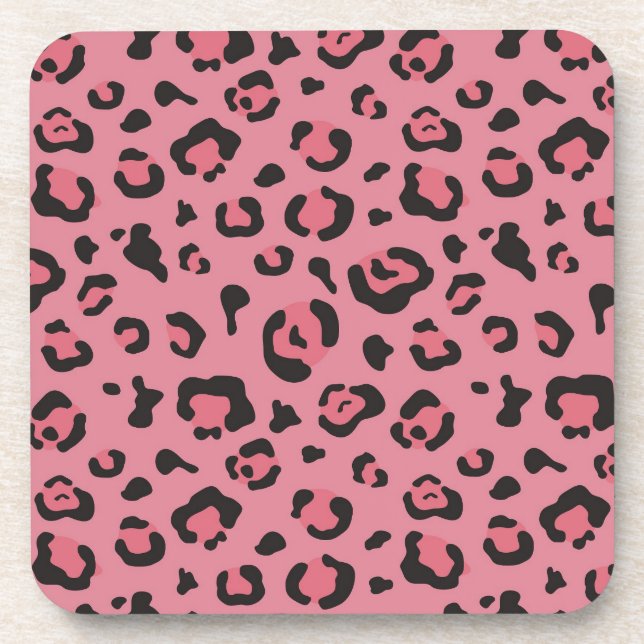 Illustration of Leopard Pink Animal Drink Coaster (Front)