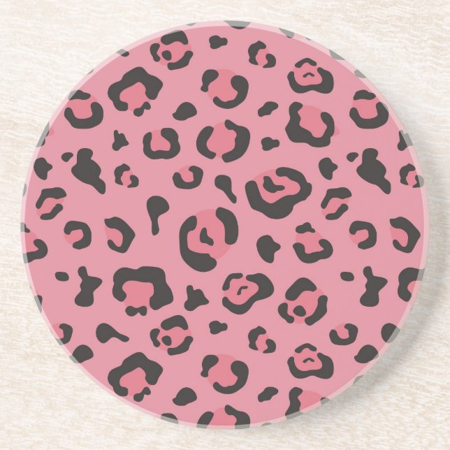 Illustration of Leopard Pink Animal Drink Coaster (Front)