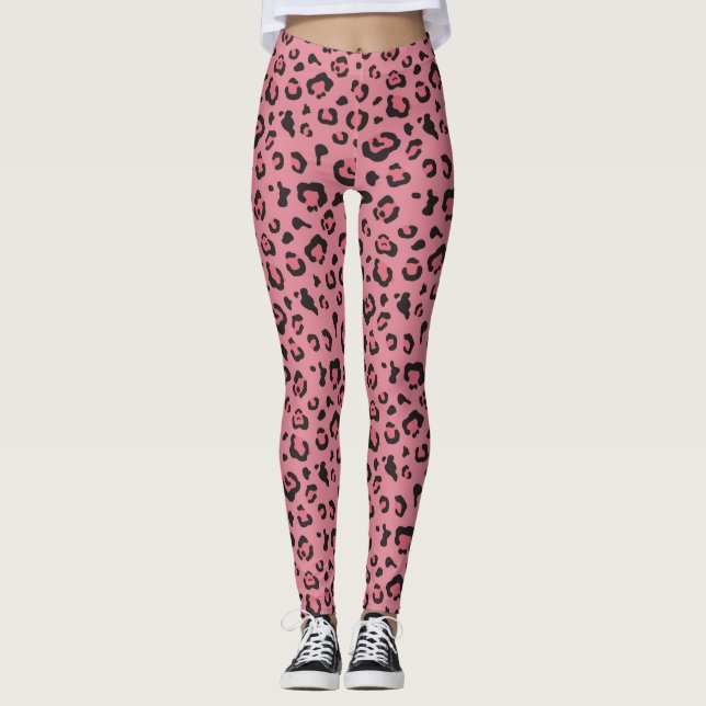 Illustration of Leopard Pink Animal Leggings (Front)