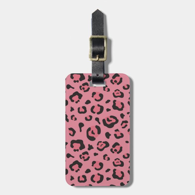 Illustration of Leopard Pink Animal Luggage Tag (Front Vertical)