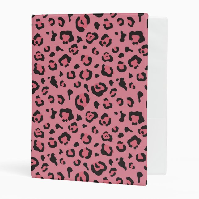 Illustration of Leopard Pink Animal Mini Binder (Front/Inside)