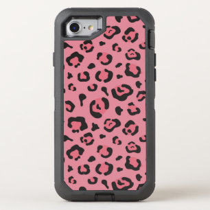 Illustration of Leopard Pink Animal OtterBox Defender iPhone SE/8/7 Case