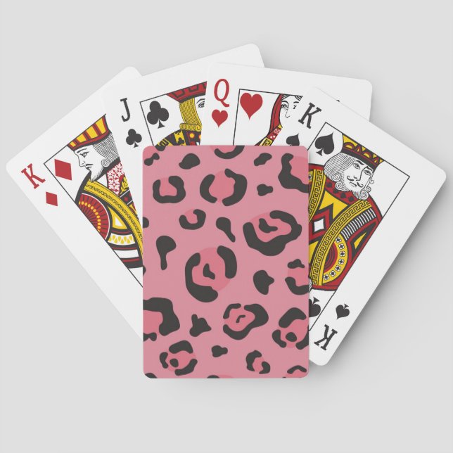Illustration of Leopard Pink Animal Poker Cards (Back)