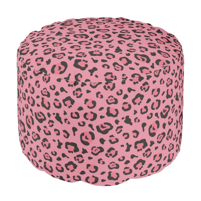 Illustration of Leopard Pink Animal Pouf (Angled Front)