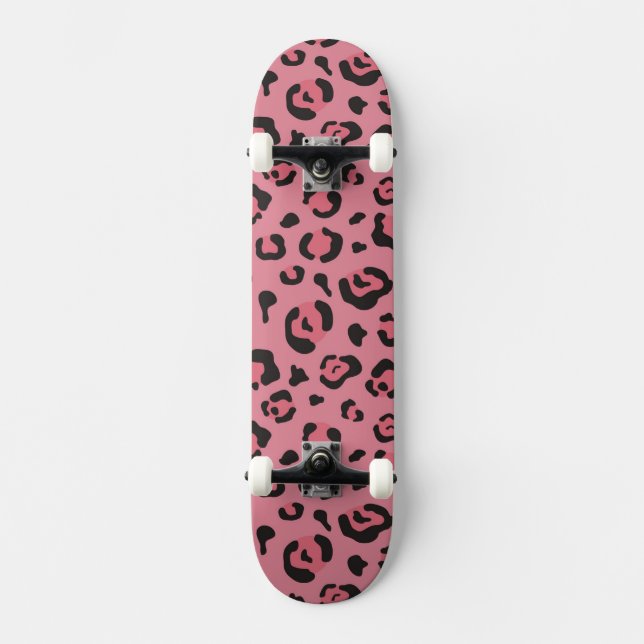 Illustration of Leopard Pink Animal Skateboard Deck (Front)