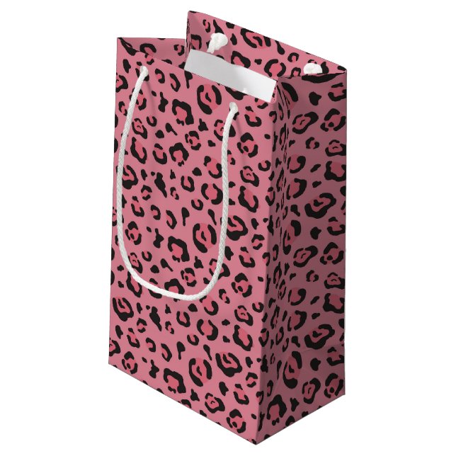 Illustration of Leopard Pink Animal Small Gift Bag (Back Angled)