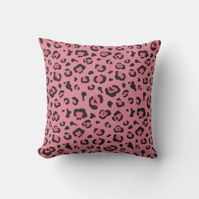 Illustration of Leopard Pink Animal Throw Pillow (Front)