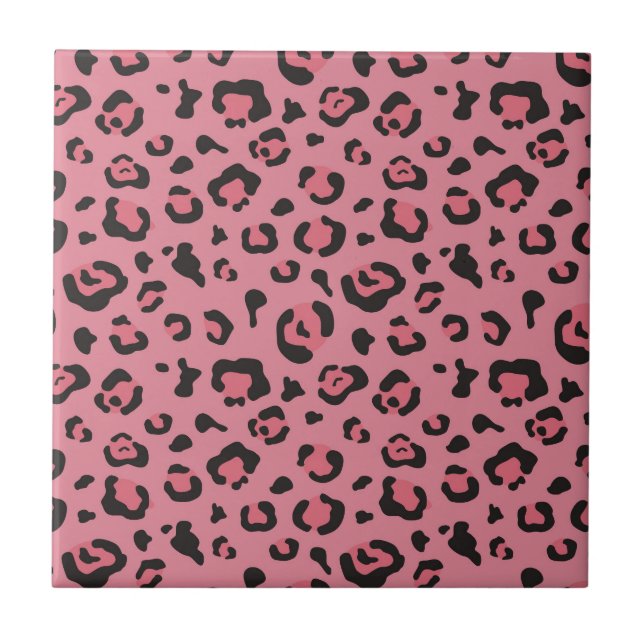 Illustration of Leopard Pink Animal Tile (Front)