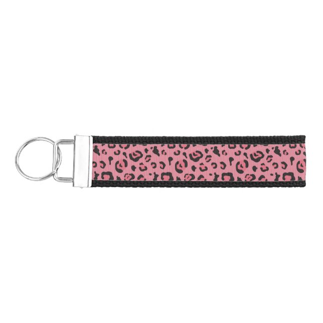Illustration of Leopard Pink Animal Wrist Keychain (Keys on Left)