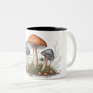 Illustration of Mushrooms watercolor style Two-Tone Coffee Mug