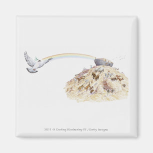 Illustration of Noah's ark with animals leaving Magnet