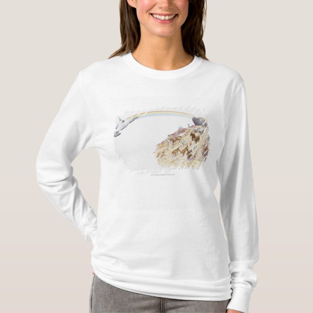 Illustration of Noah's ark with animals leaving T-Shirt (Front)