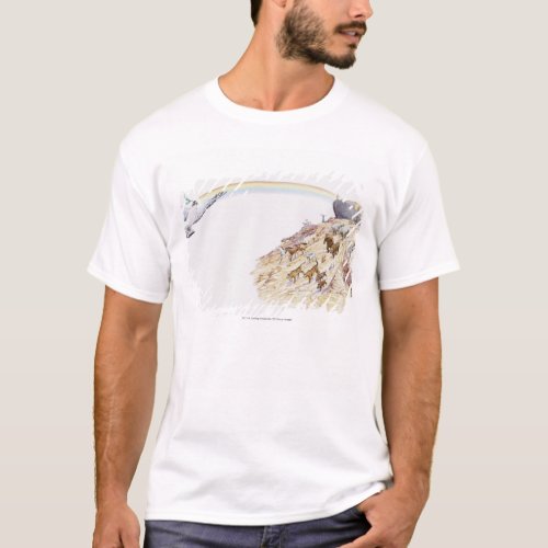 Illustration of Noahs ark with animals leaving T_Shirt