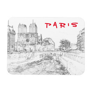 Illustration of Notre Dame de Paris Magnet