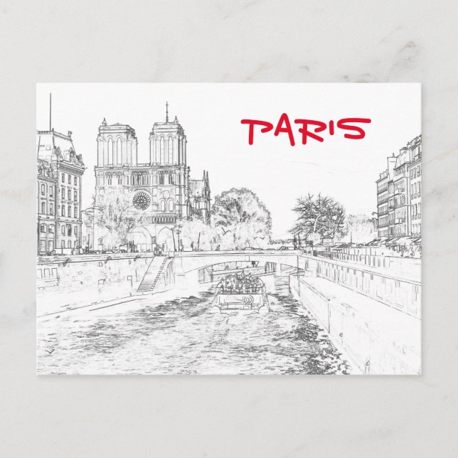 Illustration of Notre Dame de Paris Postcard (Front)