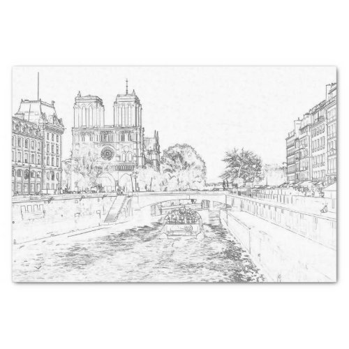 Illustration of Notre Dame de Paris Tissue Paper