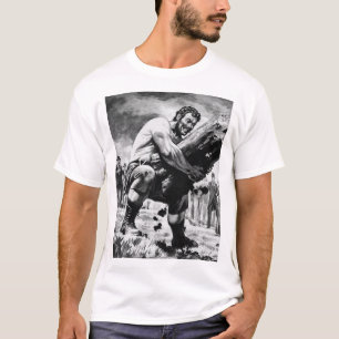 Illustration of Oldtime Strongman Lifting a Log T-Shirt