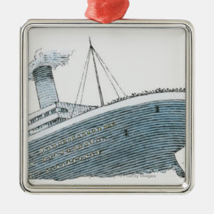 Illustration of passenger falling from the Titanic Metal Ornament