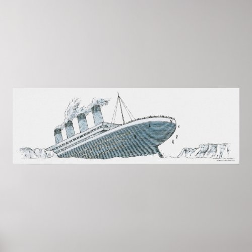 Illustration of passenger falling from the Titanic Poster