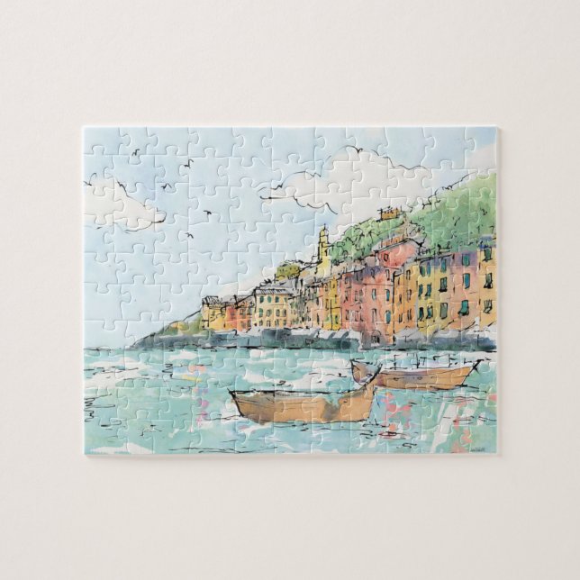Illustration of Porofino Harbor Jigsaw Puzzle (Horizontal)