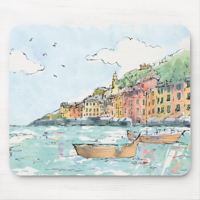 Illustration of Porofino Harbor Mouse Pad (Front)