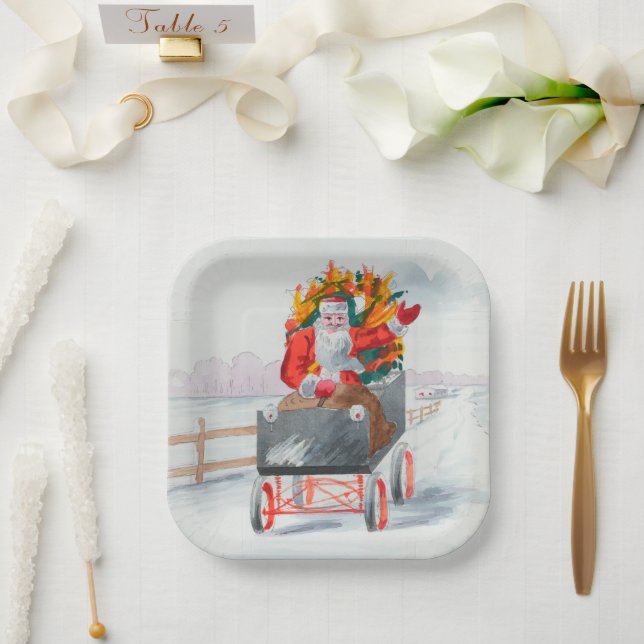 Illustration of Santa Clause Holiday   Paper Plates (Wedding)