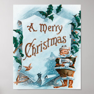 Illustration of Santa Clause Holiday Poster