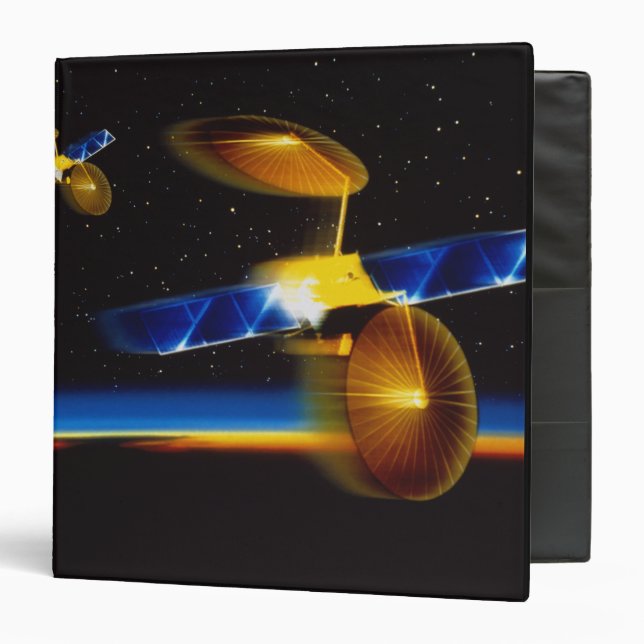 Illustration of satellites over Earth's horizon Binder (Front/Inside)