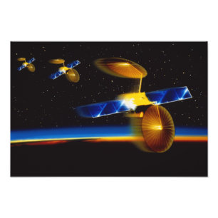 Illustration of satellites over Earth's horizon Photo Print