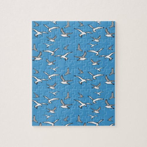 Illustration of Seagulls Flying High in the Sky Jigsaw Puzzle