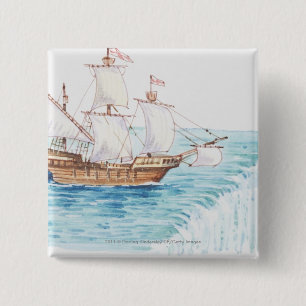 Illustration of ship approaching edge of waterfall button
