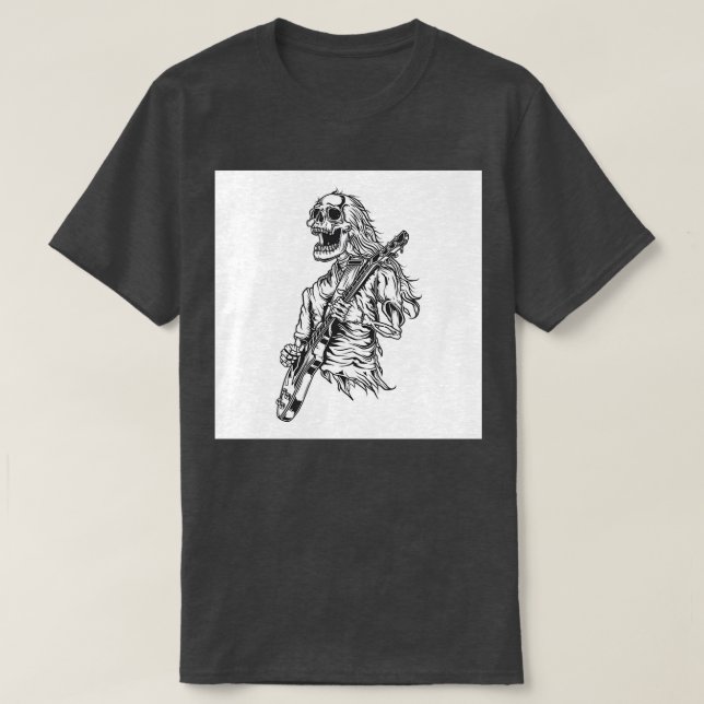 Illustration of skeleton playing guitar T-Shirt (Design Front)