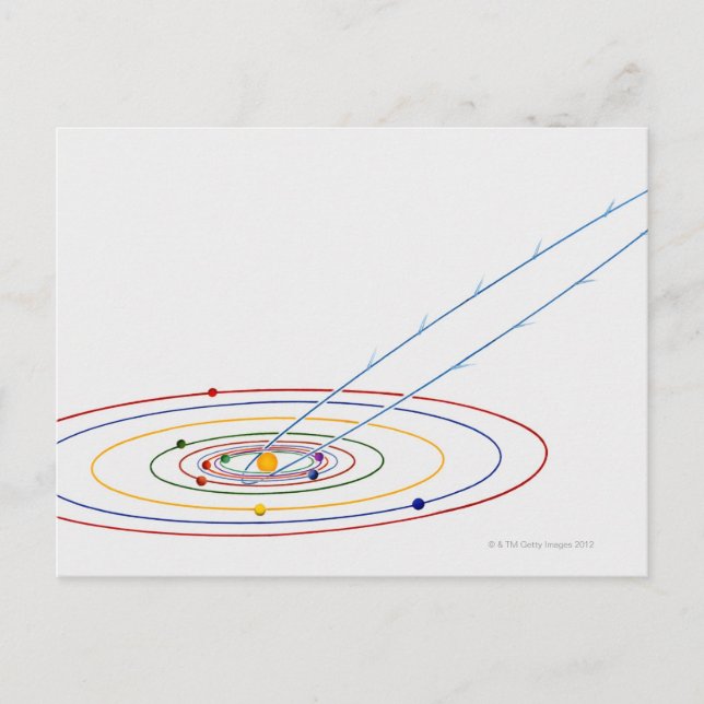 Illustration of solar system with path of postcard (Front)