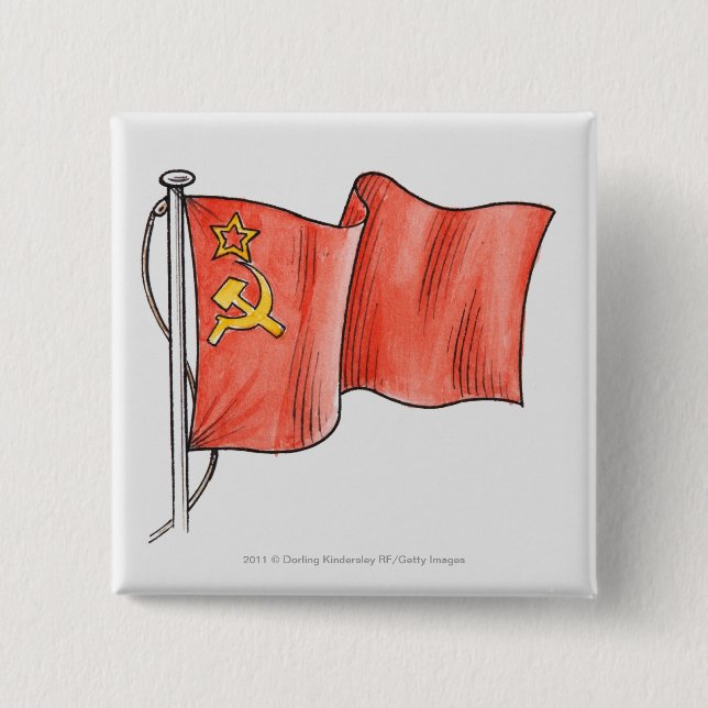 Illustration of Soviet flag Button (Front)