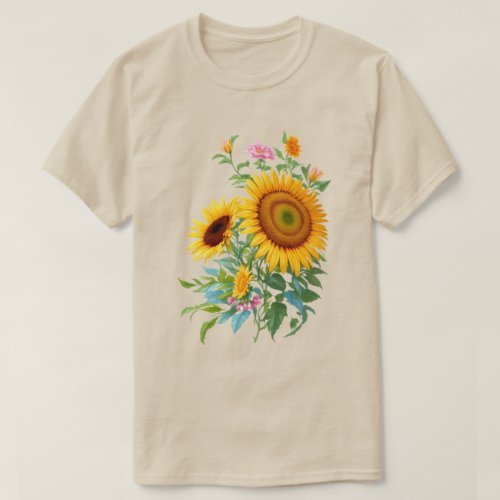 Illustration of Sunflower Bouquet Floral Botanical T_Shirt