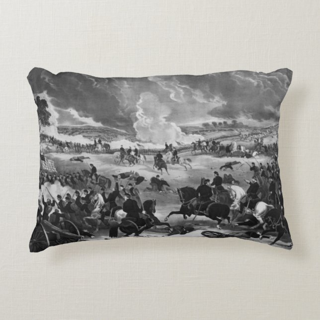 Illustration of the Battle of Gettysburg Decorative Pillow (Front)