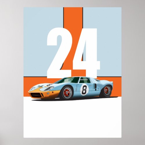 Illustration of the iconic GT40 Poster