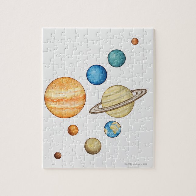 Illustration of the planets of the solar system jigsaw puzzle (Vertical)
