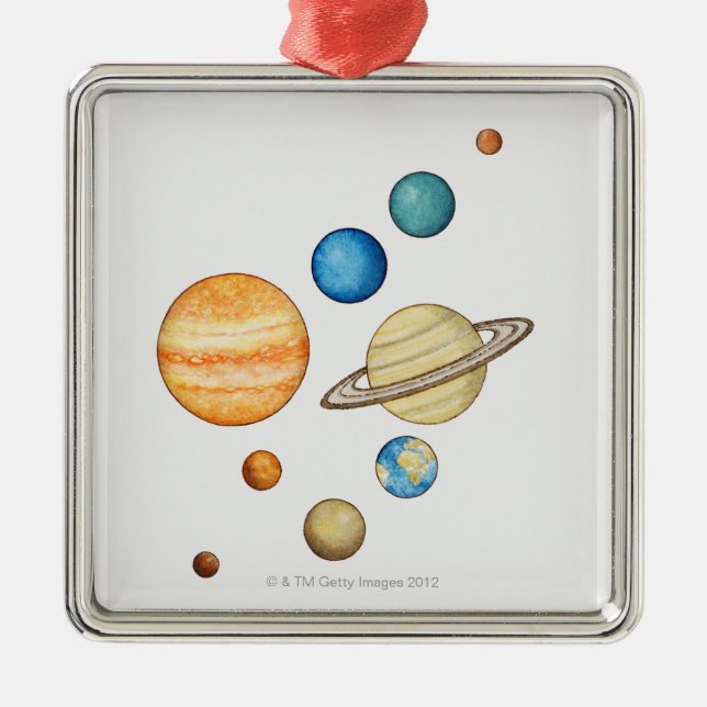Illustration of the planets of the solar system metal ornament (Front)