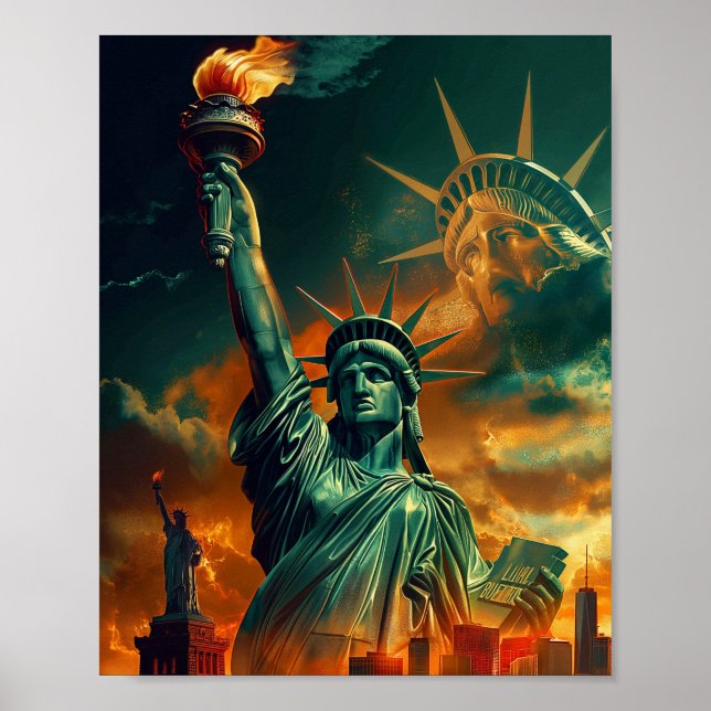 Illustration of the Statue of Liberty Poster (Front)