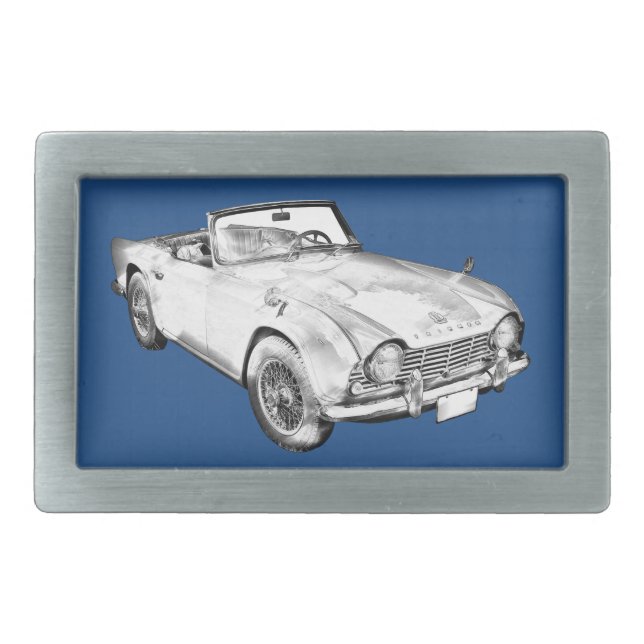 Illustration Of Triumph Tr4 Sports Car Belt Buckle (Front)