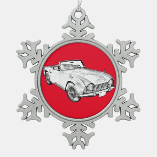 Illustration Of Triumph Tr4 Sports Car Snowflake Pewter Christmas Ornament