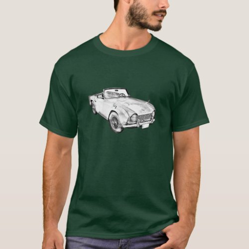 Illustration Of Triumph Tr4 Sports Car T_Shirt